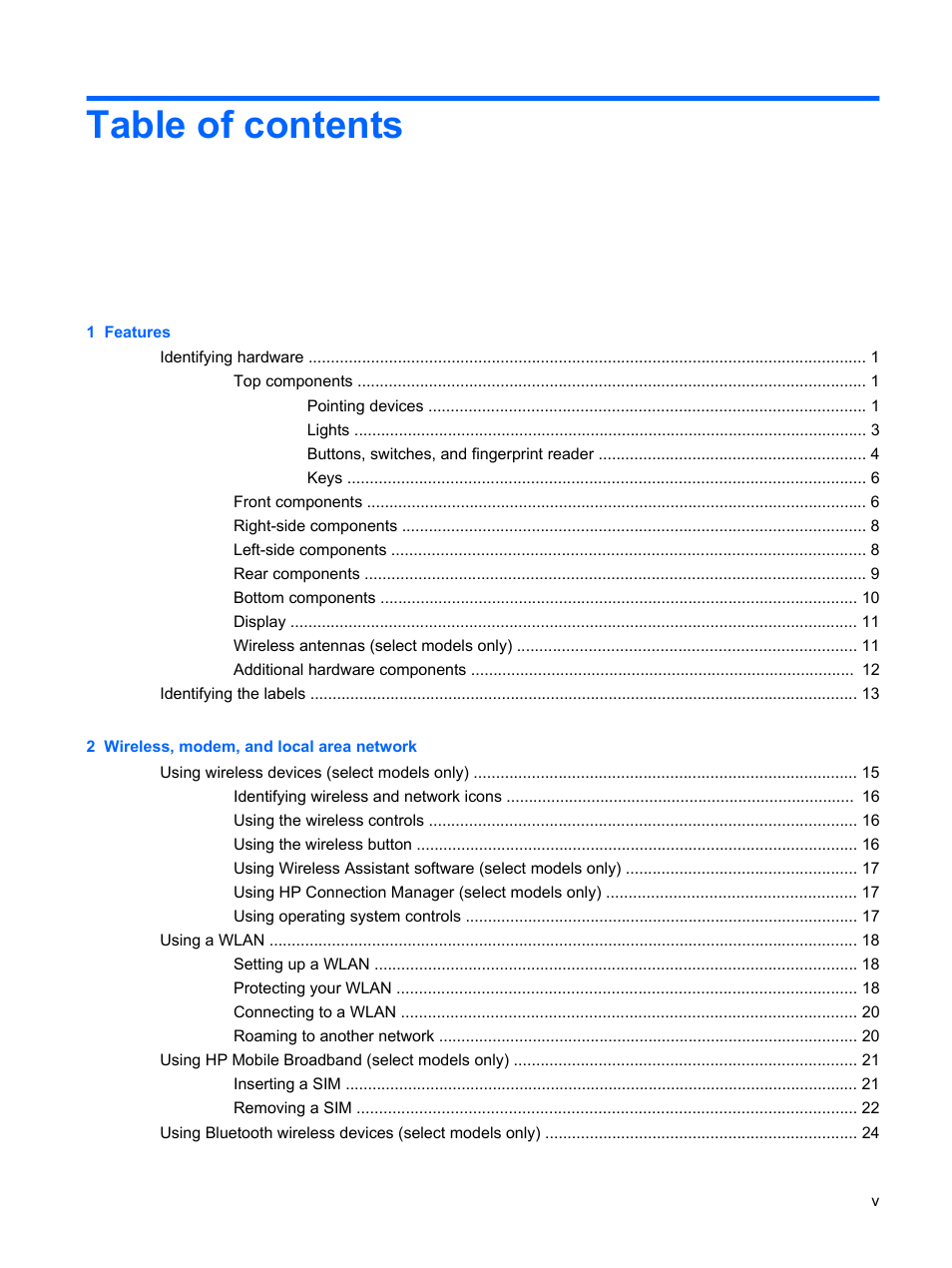 HP EliteBook 8540w Mobile Workstation User Manual | Page 5 / 183