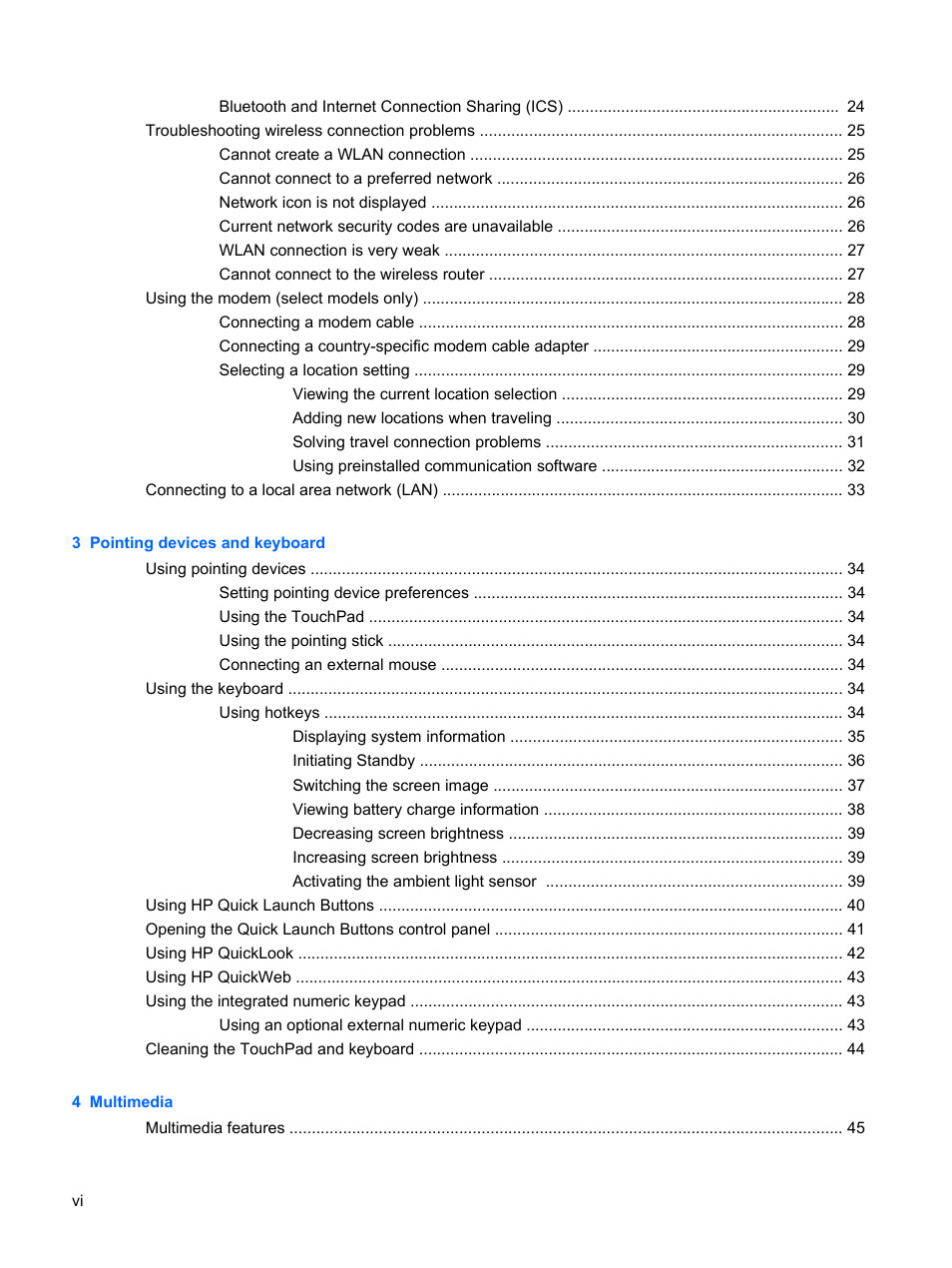 HP EliteBook 8540w Mobile Workstation User Manual | Page 6 / 183