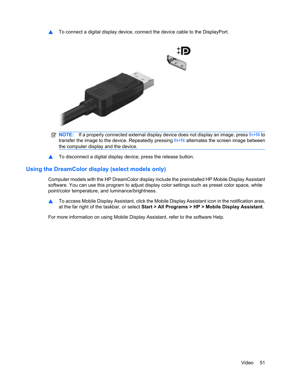 Using the dreamcolor display (select models only) | HP EliteBook 8540w Mobile Workstation User Manual | Page 63 / 183