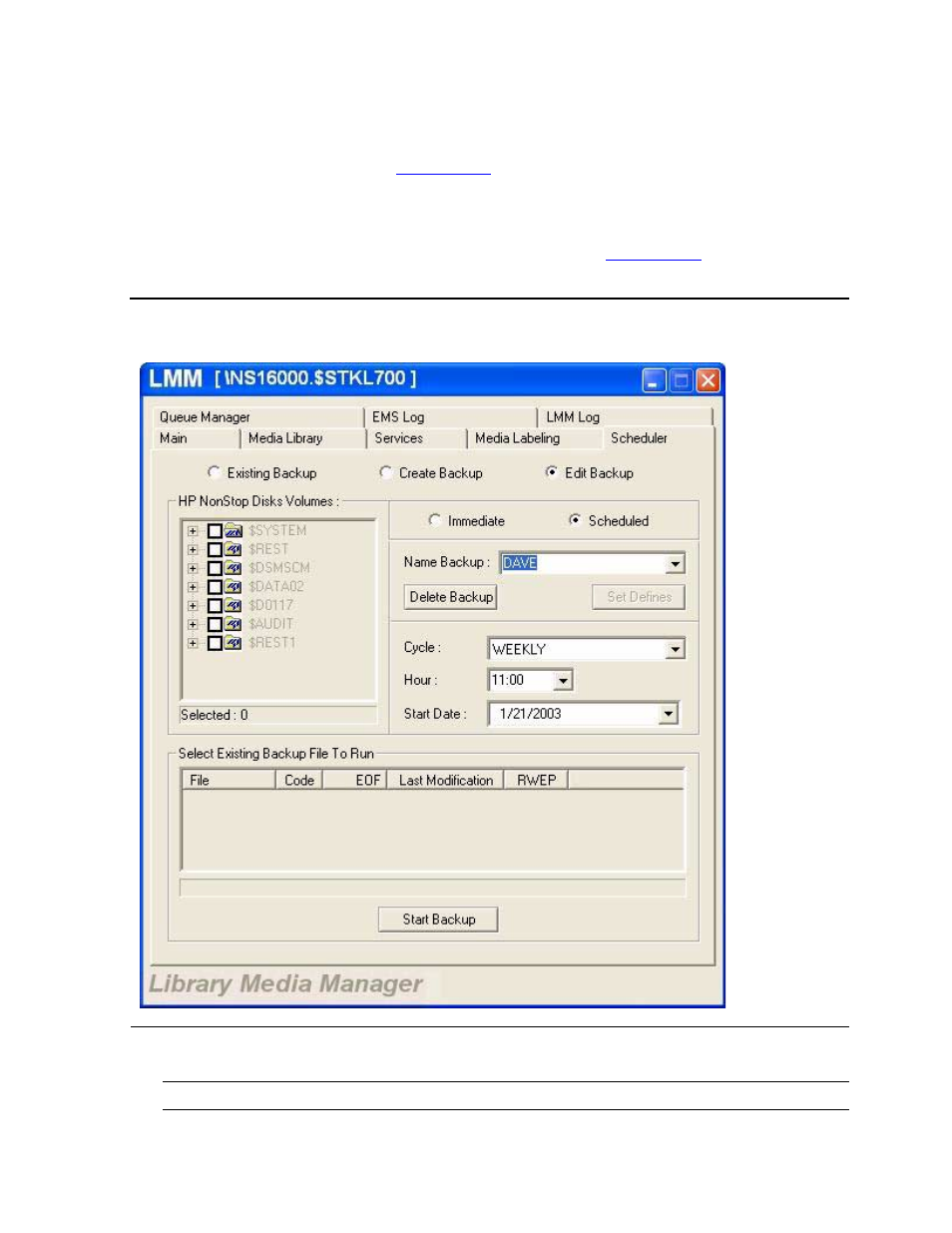 Figure 6-23, Edit backup, Edit a backup | HP Integrity NonStop H-Series User Manual | Page 120 / 234