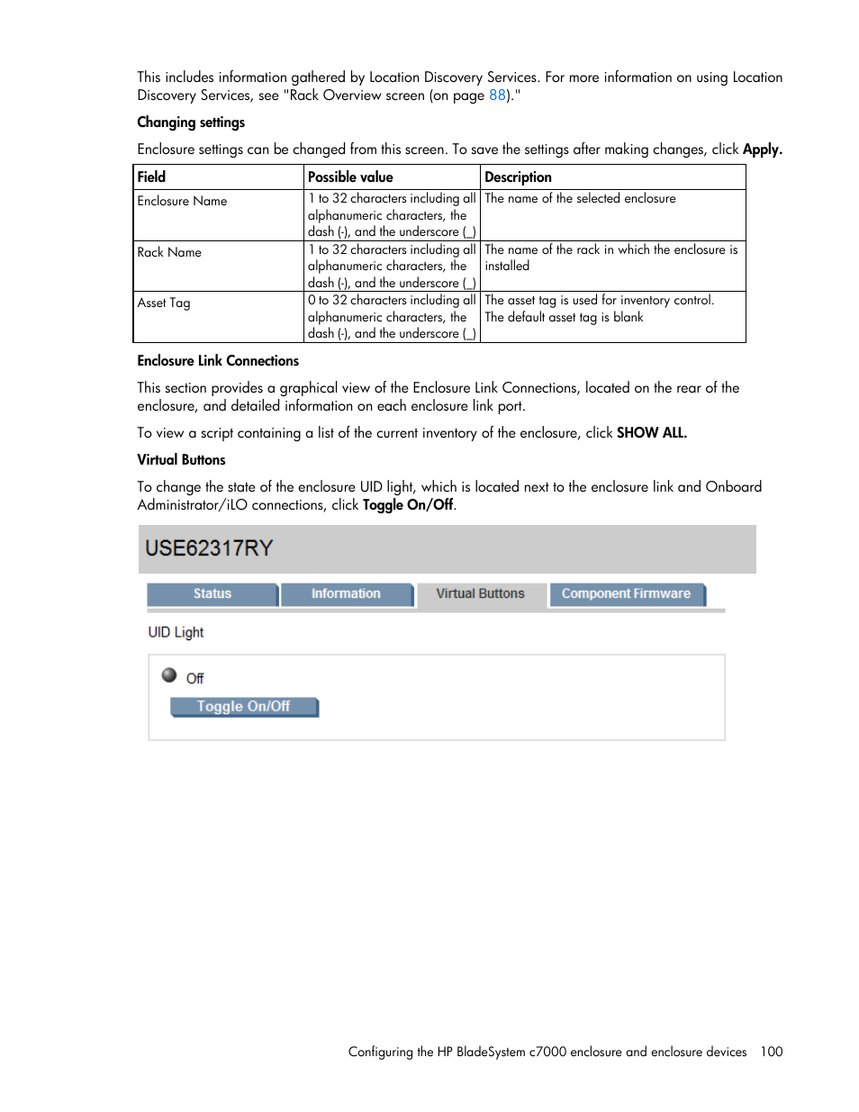 HP Onboard Administrator User Manual | Page 100 / 347