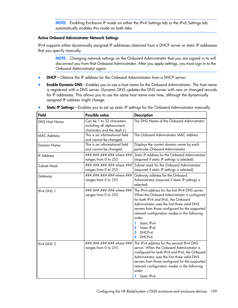 HP Onboard Administrator User Manual | Page 109 / 347