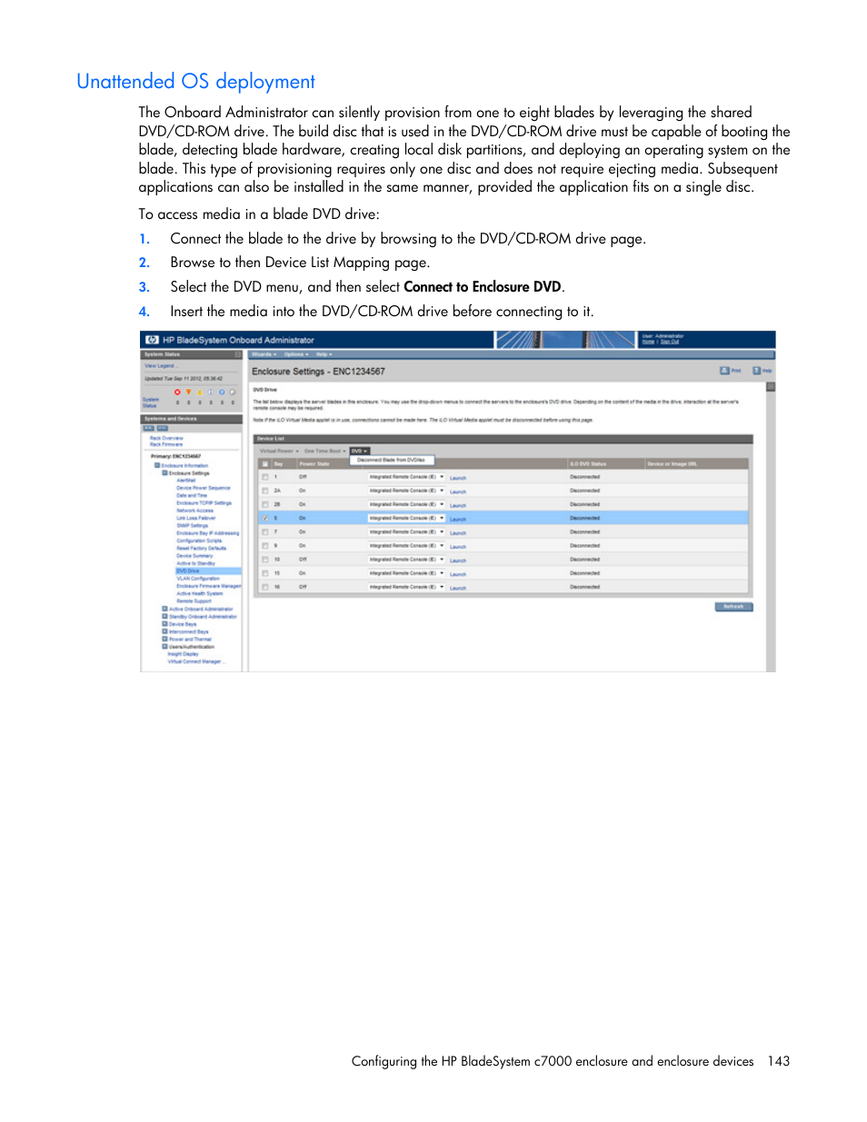 Unattended os deployment | HP Onboard Administrator User Manual | Page 143 / 347