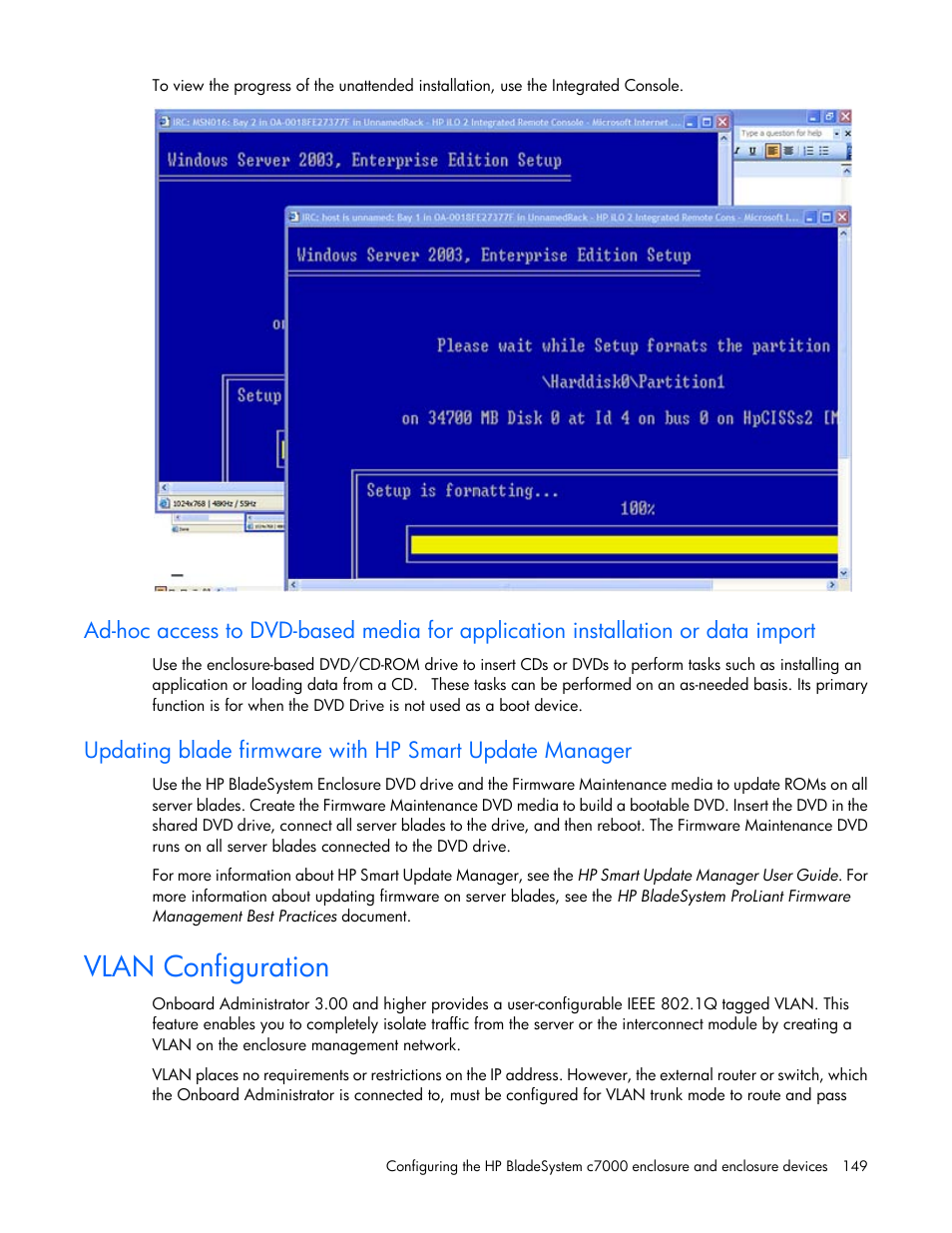 Vlan configuration | HP Onboard Administrator User Manual | Page 149 / 347