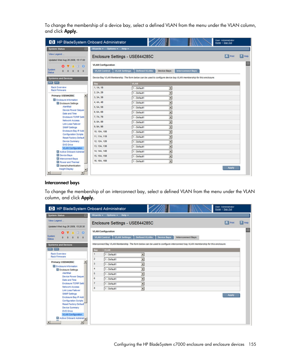 HP Onboard Administrator User Manual | Page 155 / 347