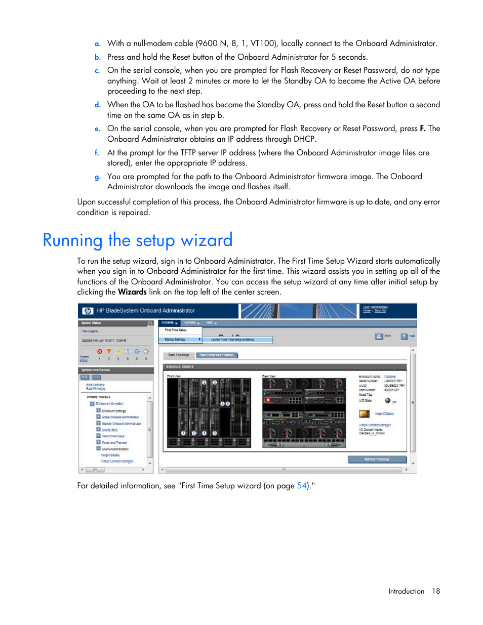 Running the setup wizard | HP Onboard Administrator User Manual | Page 18 / 347