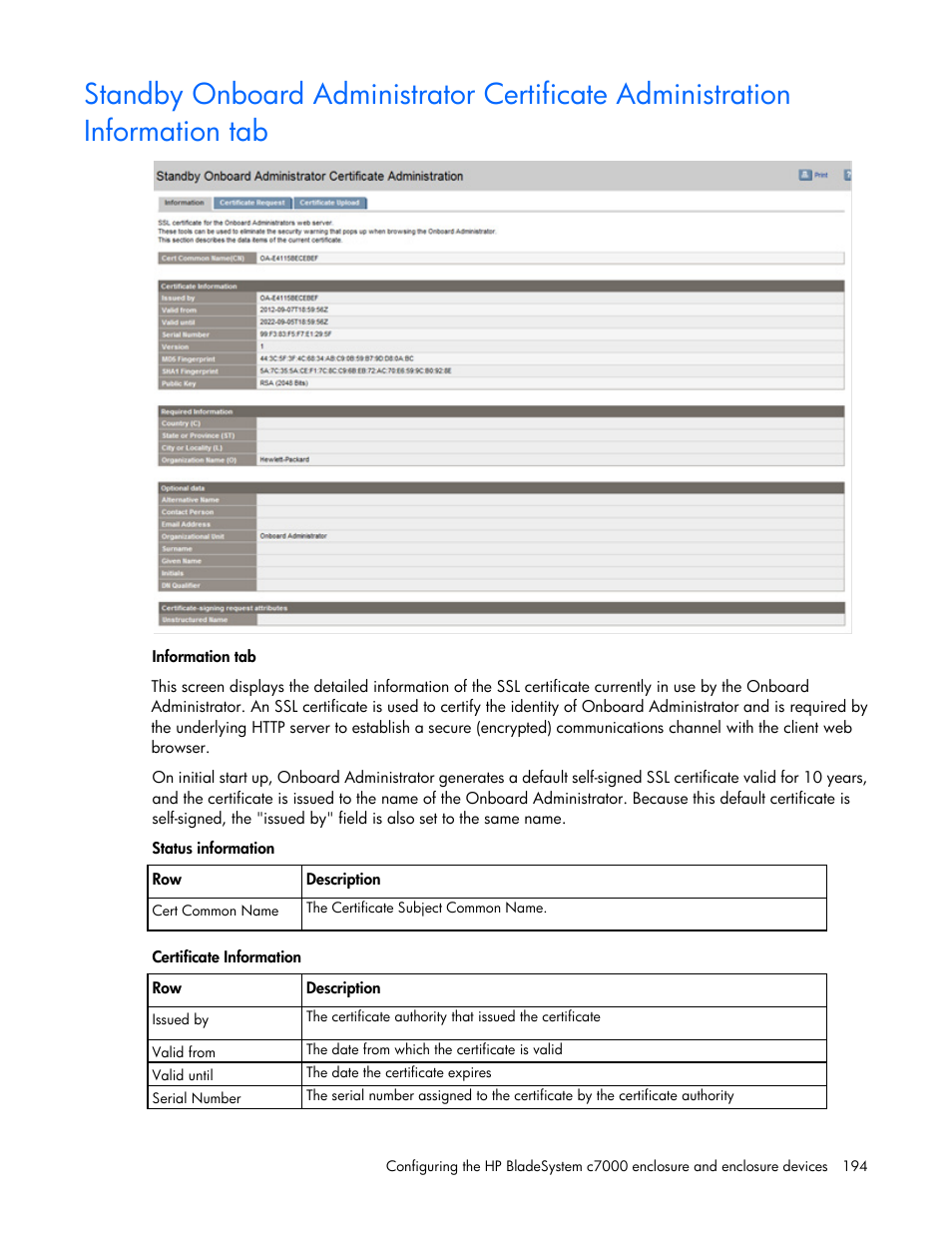 HP Onboard Administrator User Manual | Page 194 / 347