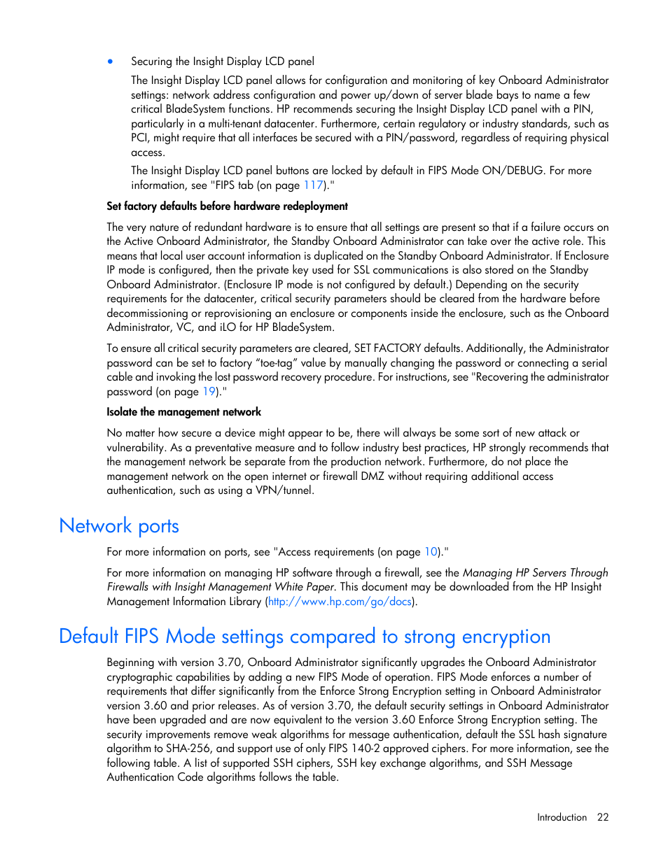 Network ports | HP Onboard Administrator User Manual | Page 22 / 347