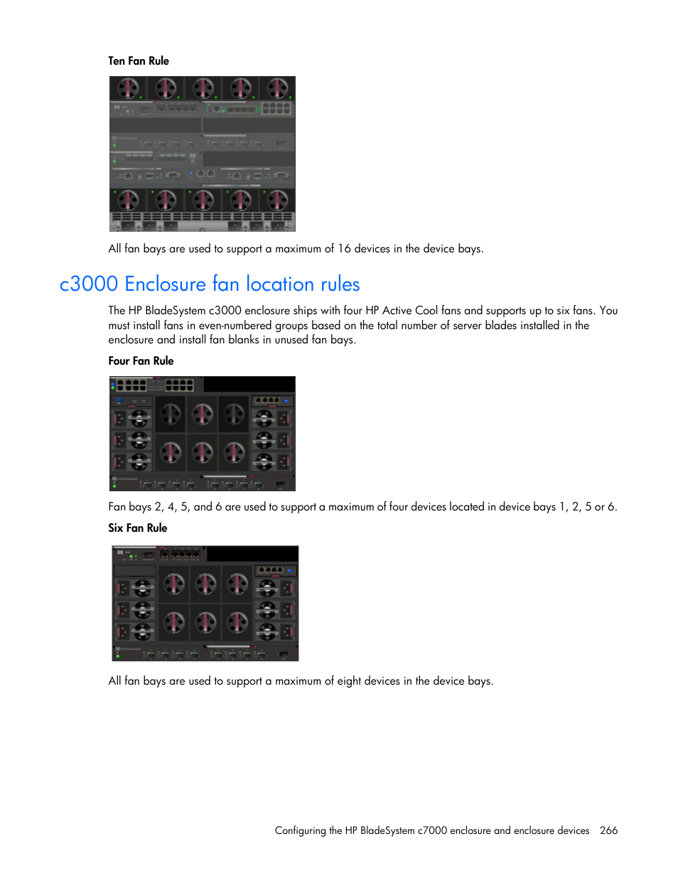 C3000 enclosure fan location rules | HP Onboard Administrator User Manual | Page 266 / 347