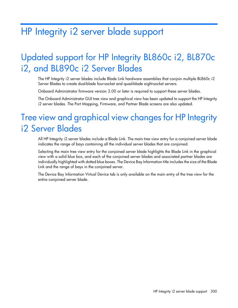 Hp integrity i2 server blade support | HP Onboard Administrator User Manual | Page 300 / 347