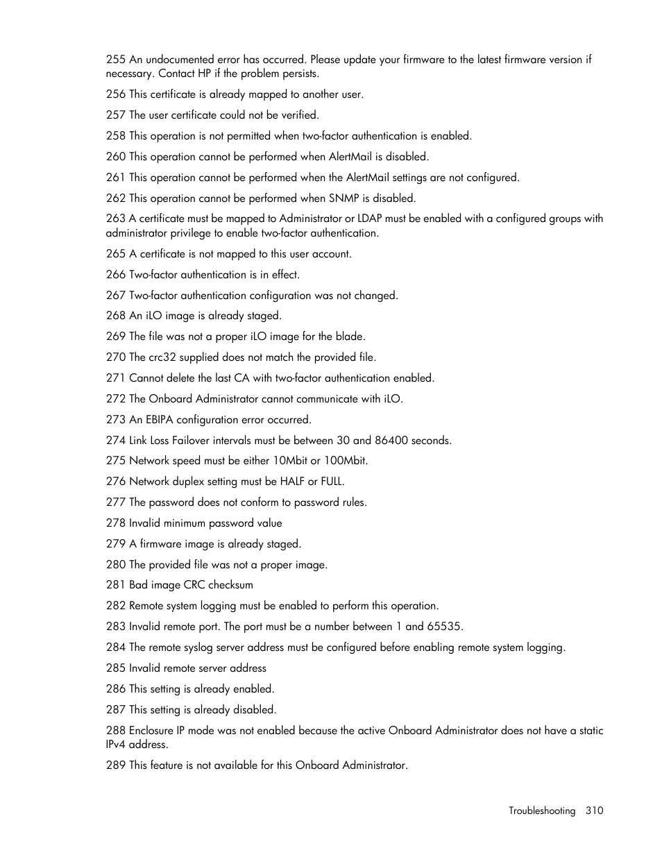 HP Onboard Administrator User Manual | Page 310 / 347