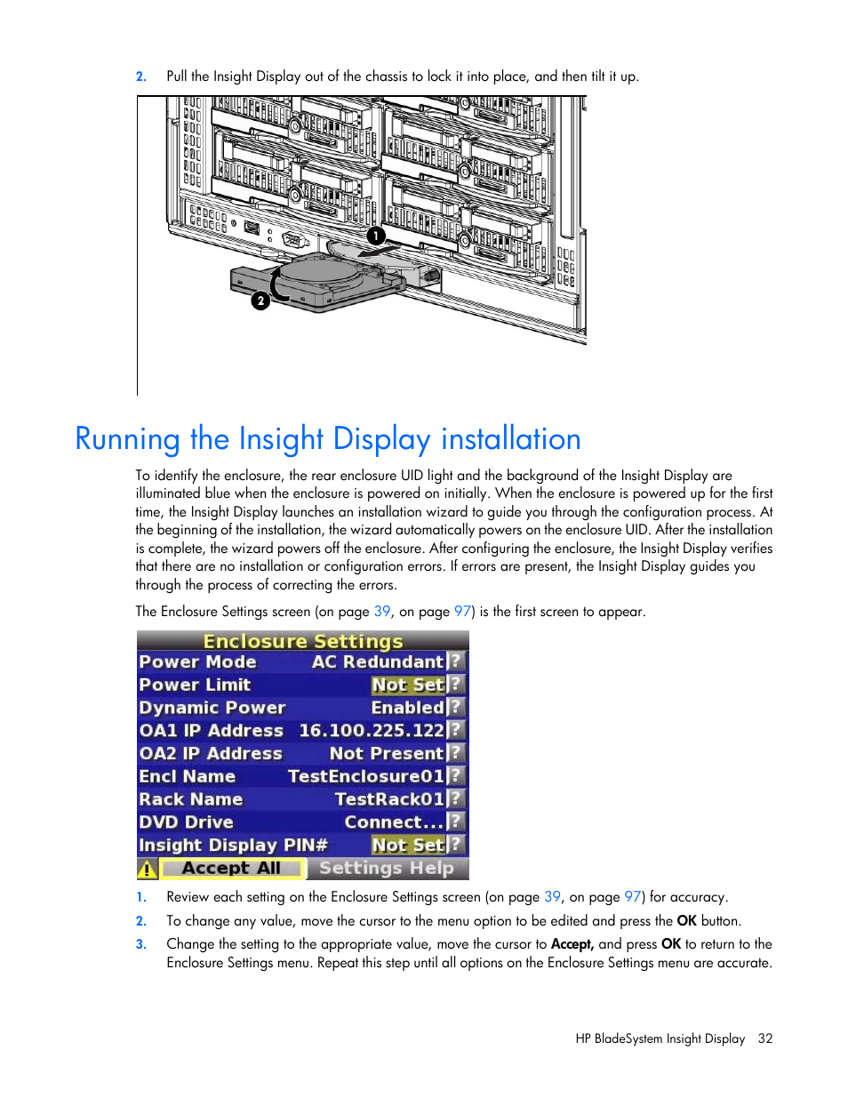 Running the insight display installation | HP Onboard Administrator User Manual | Page 32 / 347