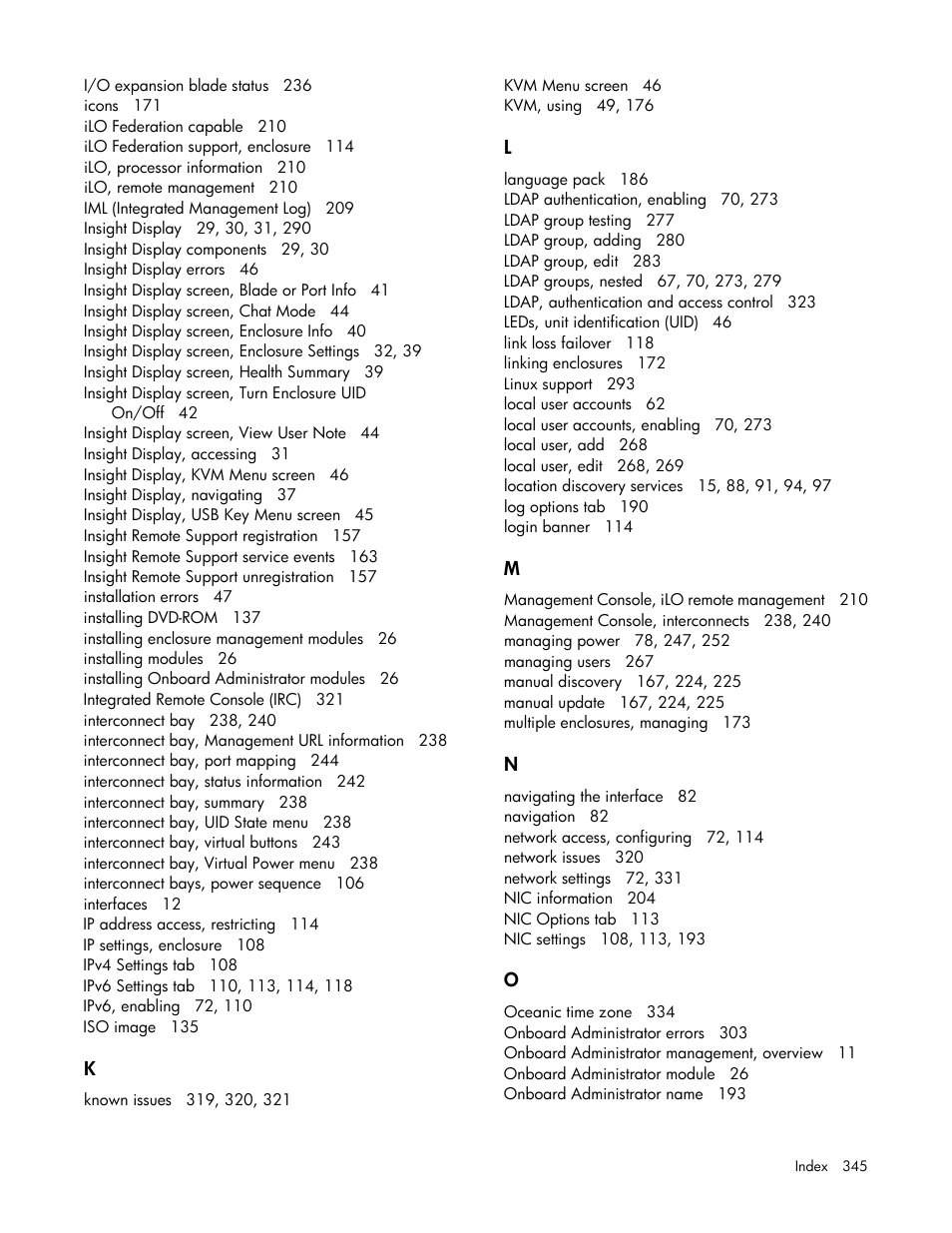 HP Onboard Administrator User Manual | Page 345 / 347