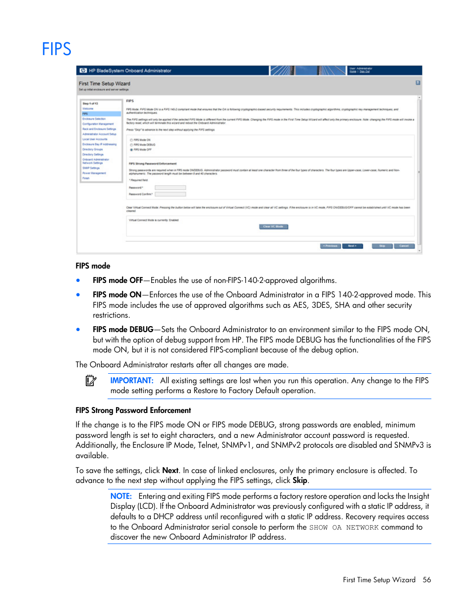 Fips | HP Onboard Administrator User Manual | Page 56 / 347