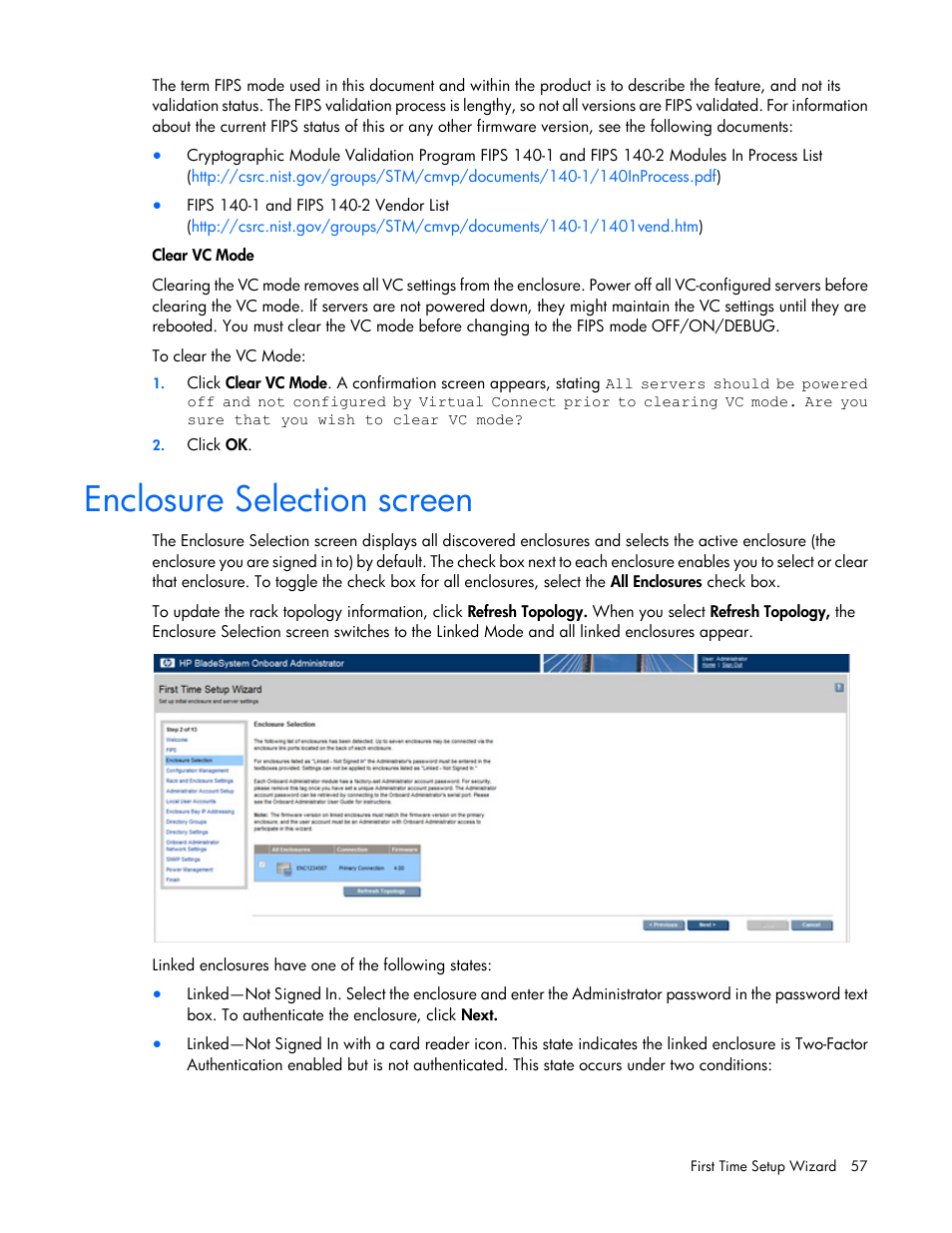 Enclosure selection screen | HP Onboard Administrator User Manual | Page 57 / 347