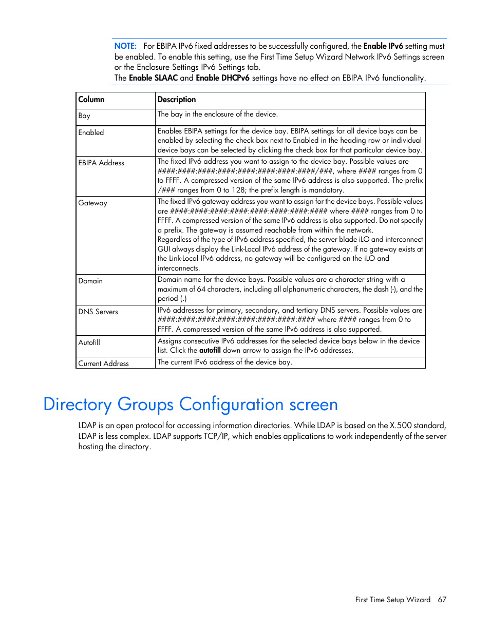 Directory groups configuration screen | HP Onboard Administrator User Manual | Page 67 / 347
