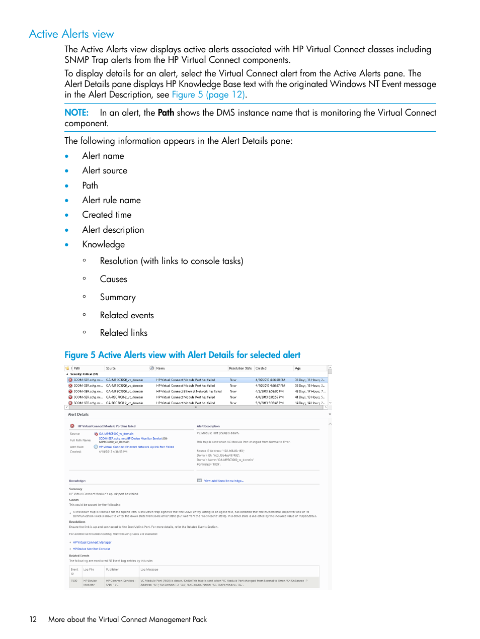 Active alerts view | HP OneView for Microsoft System Center User Manual | Page 12 / 41