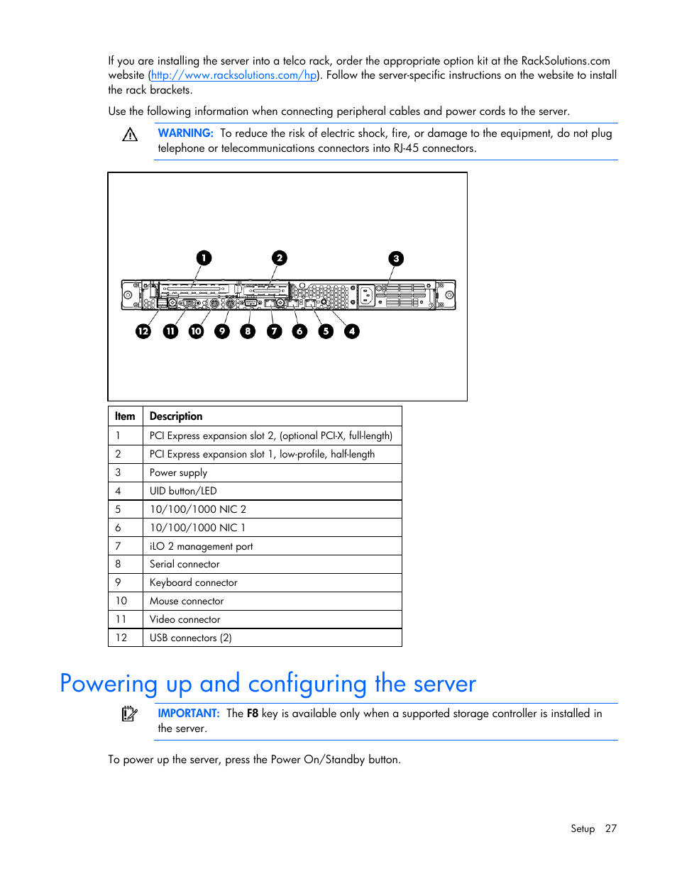 Powering up and configuring the server | HP ProLiant DL320 G5 Server User Manual | Page 27 / 105