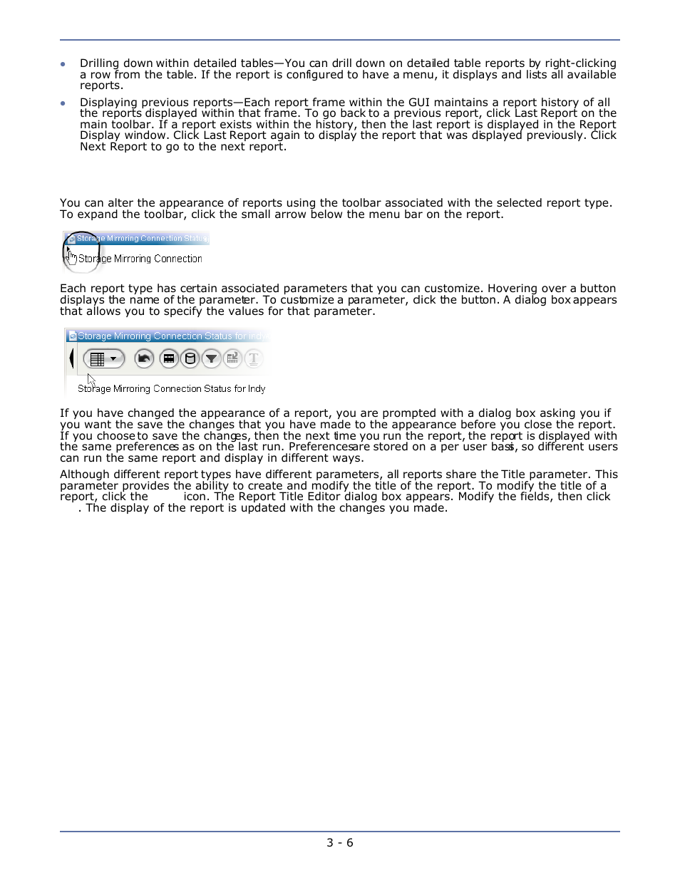 Customizing report appearance, Customizing report appearance -6 | HP Storage Mirroring Software User Manual | Page 15 / 63