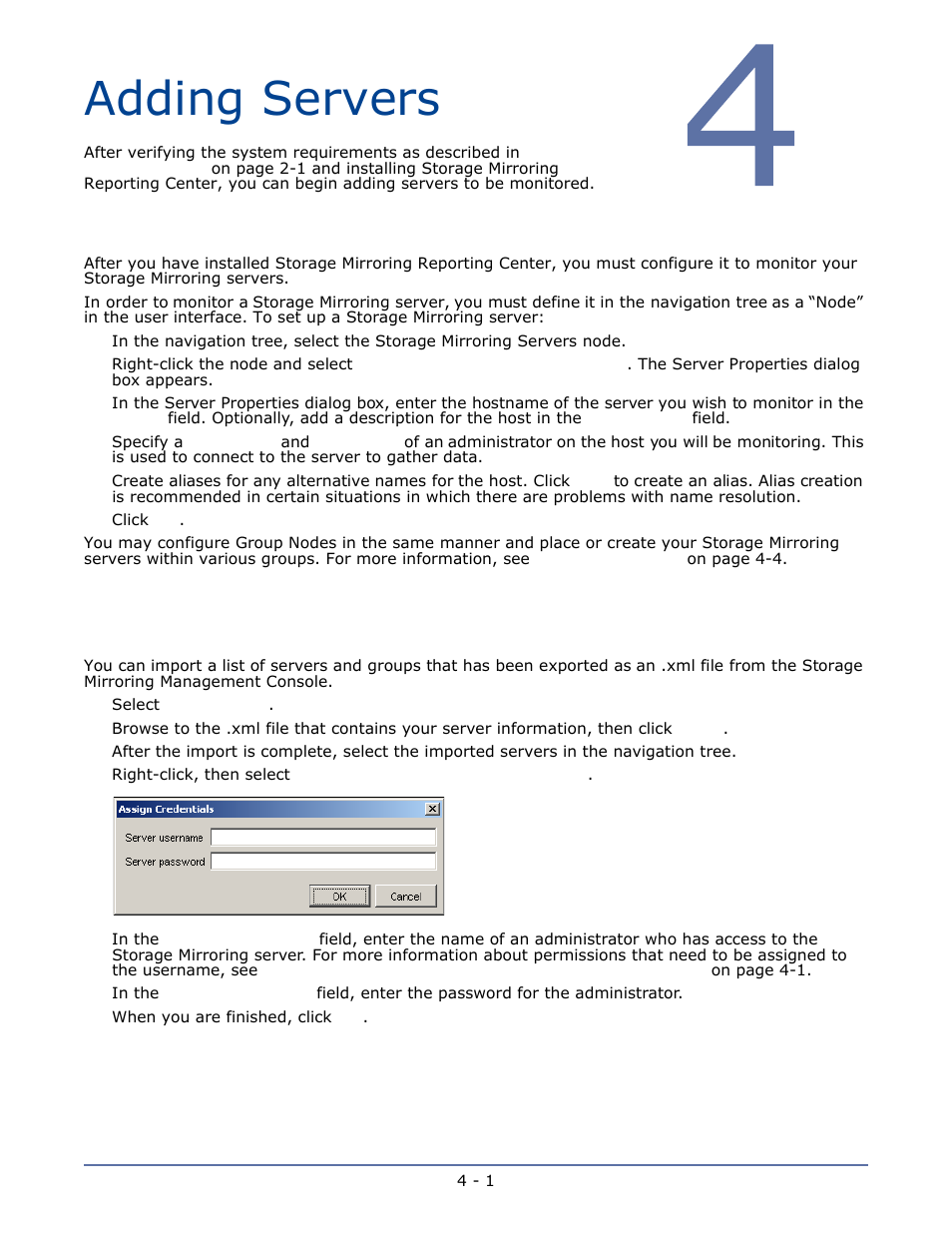 Adding servers, Adding a storage mirroring server to be monitored, Configuring nodes | Chapter 4 adding servers -1 | HP Storage Mirroring Software User Manual | Page 16 / 63