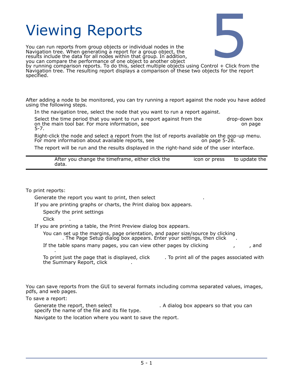 Viewing reports, Running reports, Printing reports | Saving reports, Chapter 5 viewing reports -1 | HP Storage Mirroring Software User Manual | Page 20 / 63