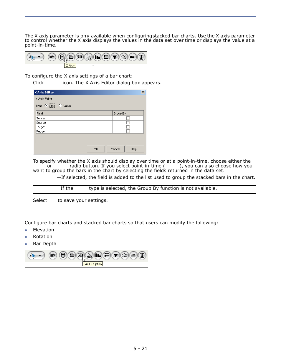 X axis, Three-dimensional bar options, X axis -21 | Three-dimensional bar options -21 | HP Storage Mirroring Software User Manual | Page 40 / 63