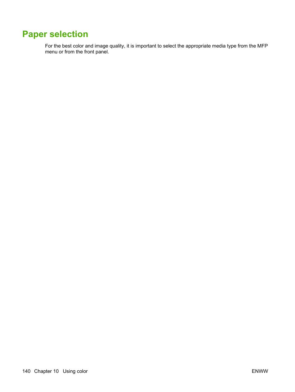 Paper selection | HP Color LaserJet CM4730 Multifunction Printer series User Manual | Page 156 / 370