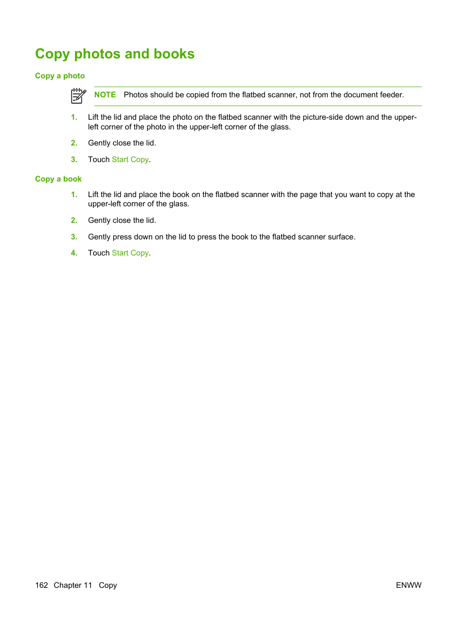 Copy photos and books | HP Color LaserJet CM4730 Multifunction Printer series User Manual | Page 178 / 370