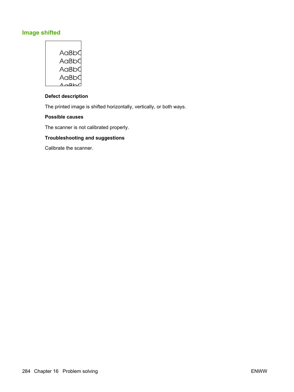 Image shifted | HP Color LaserJet CM4730 Multifunction Printer series User Manual | Page 300 / 370