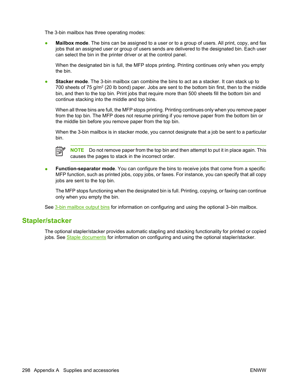 Stapler/stacker | HP Color LaserJet CM4730 Multifunction Printer series User Manual | Page 314 / 370