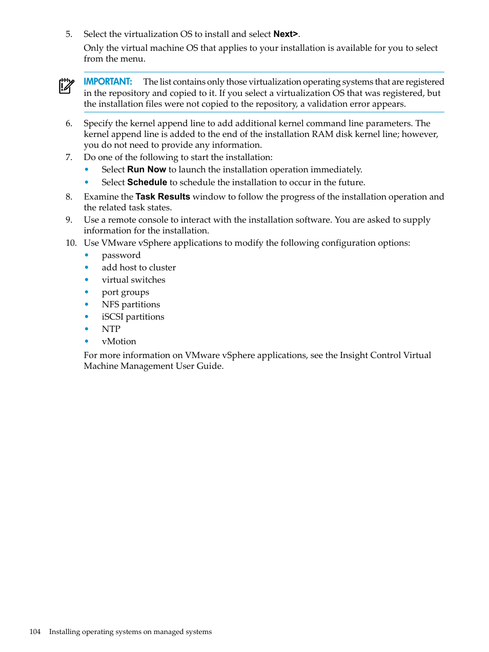 HP Insight Control Software for Linux User Manual | Page 104 / 288