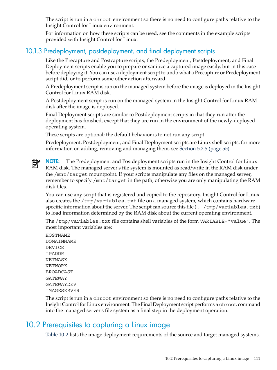 2 prerequisites to capturing a linux image | HP Insight Control Software for Linux User Manual | Page 111 / 288