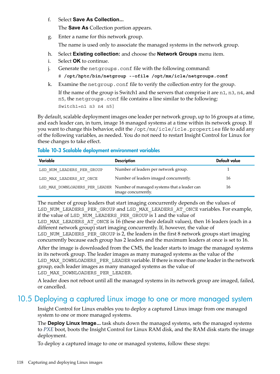 HP Insight Control Software for Linux User Manual | Page 118 / 288