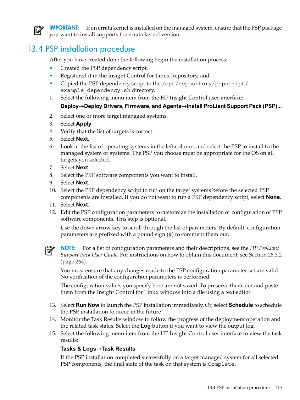 4 psp installation procedure | HP Insight Control Software for Linux User Manual | Page 145 / 288