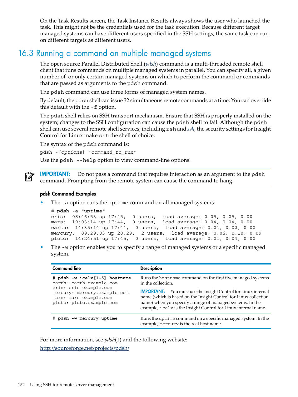 3 running a command on multiple managed systems | HP Insight Control Software for Linux User Manual | Page 152 / 288