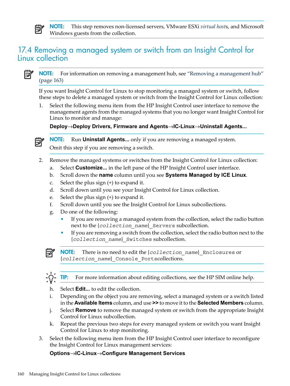 HP Insight Control Software for Linux User Manual | Page 160 / 288