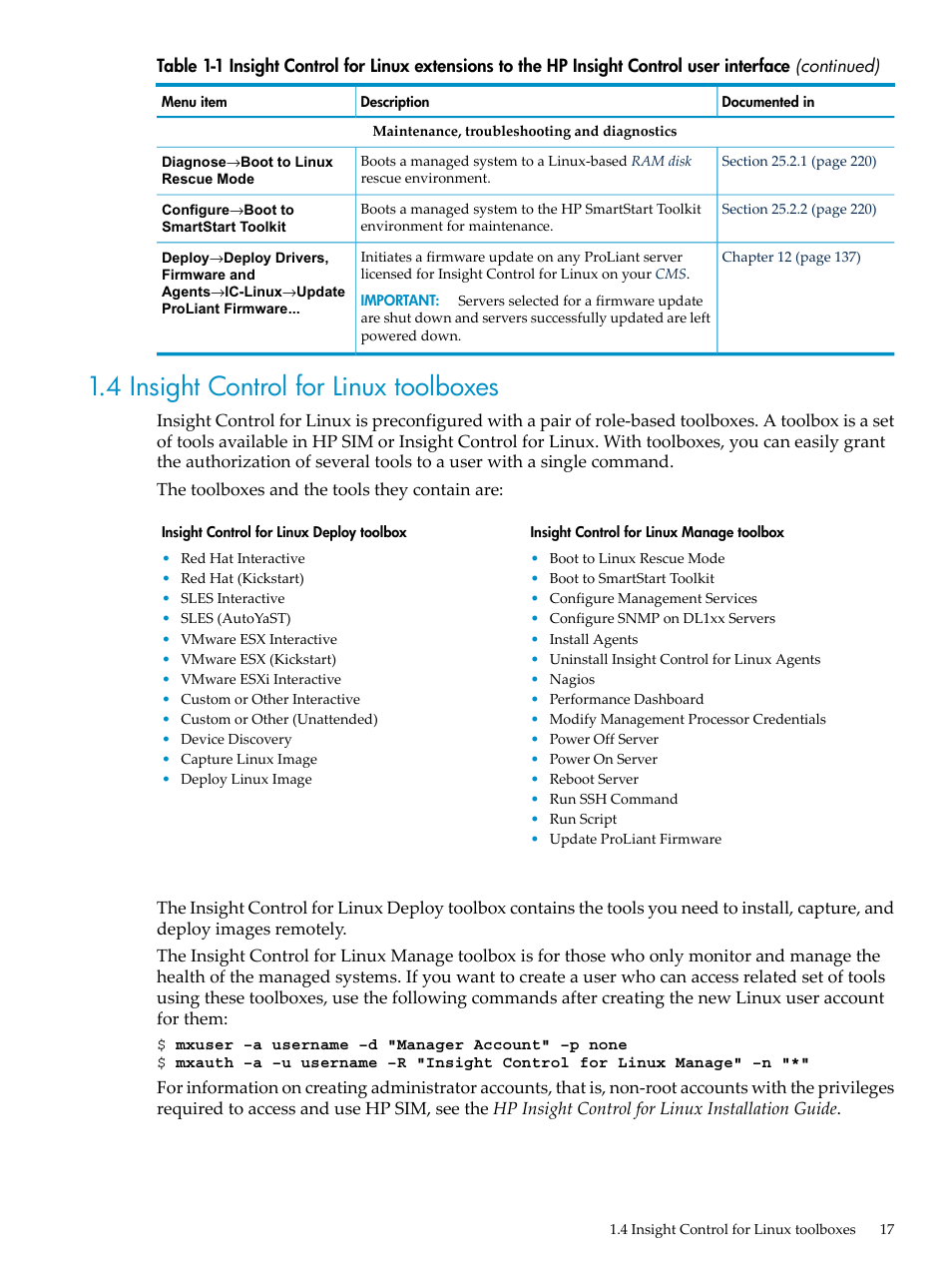 4 insight control for linux toolboxes | HP Insight Control Software for Linux User Manual | Page 17 / 288