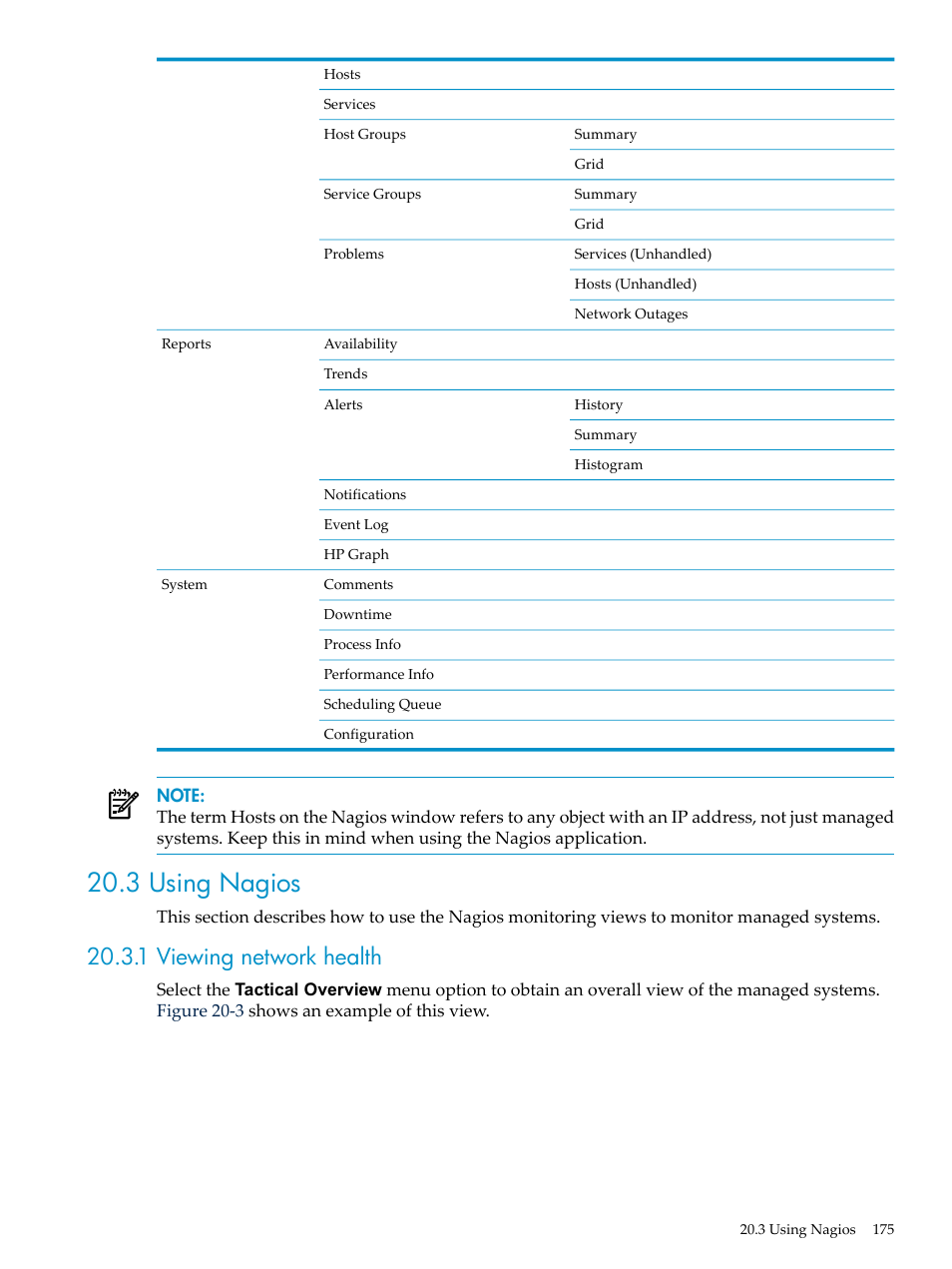 3 using nagios, 1 viewing network health | HP Insight Control Software for Linux User Manual | Page 175 / 288