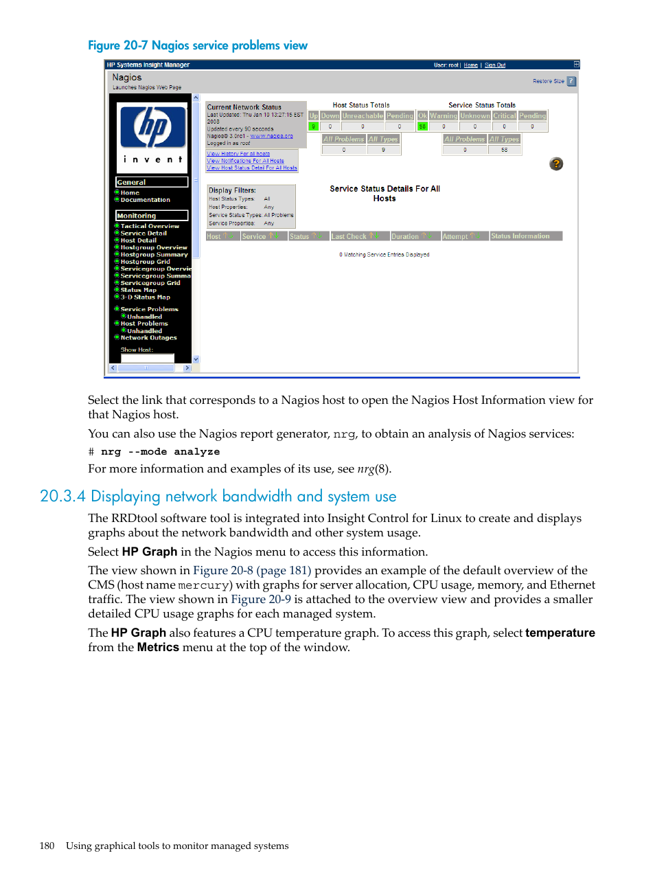 4 displaying network bandwidth and system use | HP Insight Control Software for Linux User Manual | Page 180 / 288