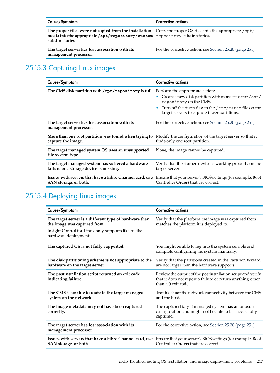 3 capturing linux images, 4 deploying linux images | HP Insight Control Software for Linux User Manual | Page 247 / 288