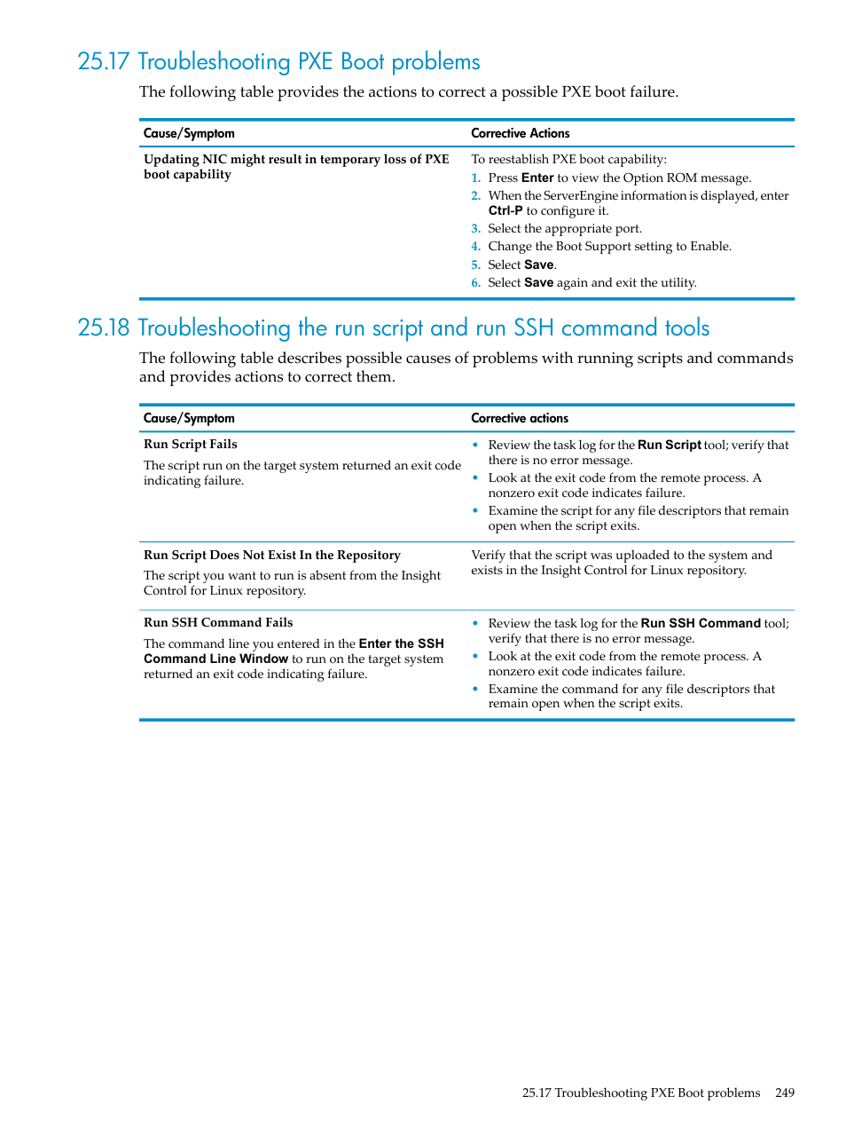 17 troubleshooting pxe boot problems | HP Insight Control Software for Linux User Manual | Page 249 / 288