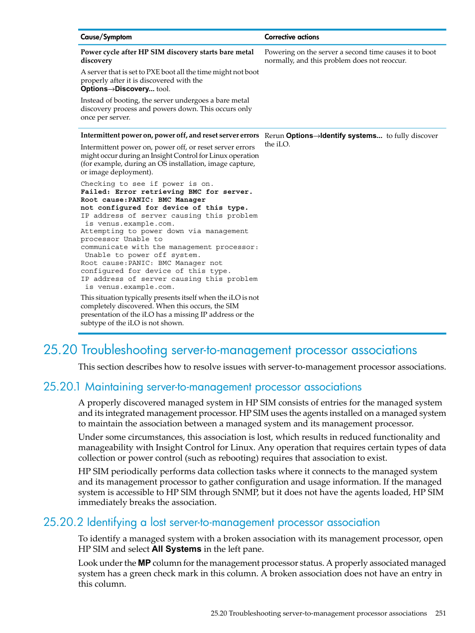 Section 25.20 | HP Insight Control Software for Linux User Manual | Page 251 / 288