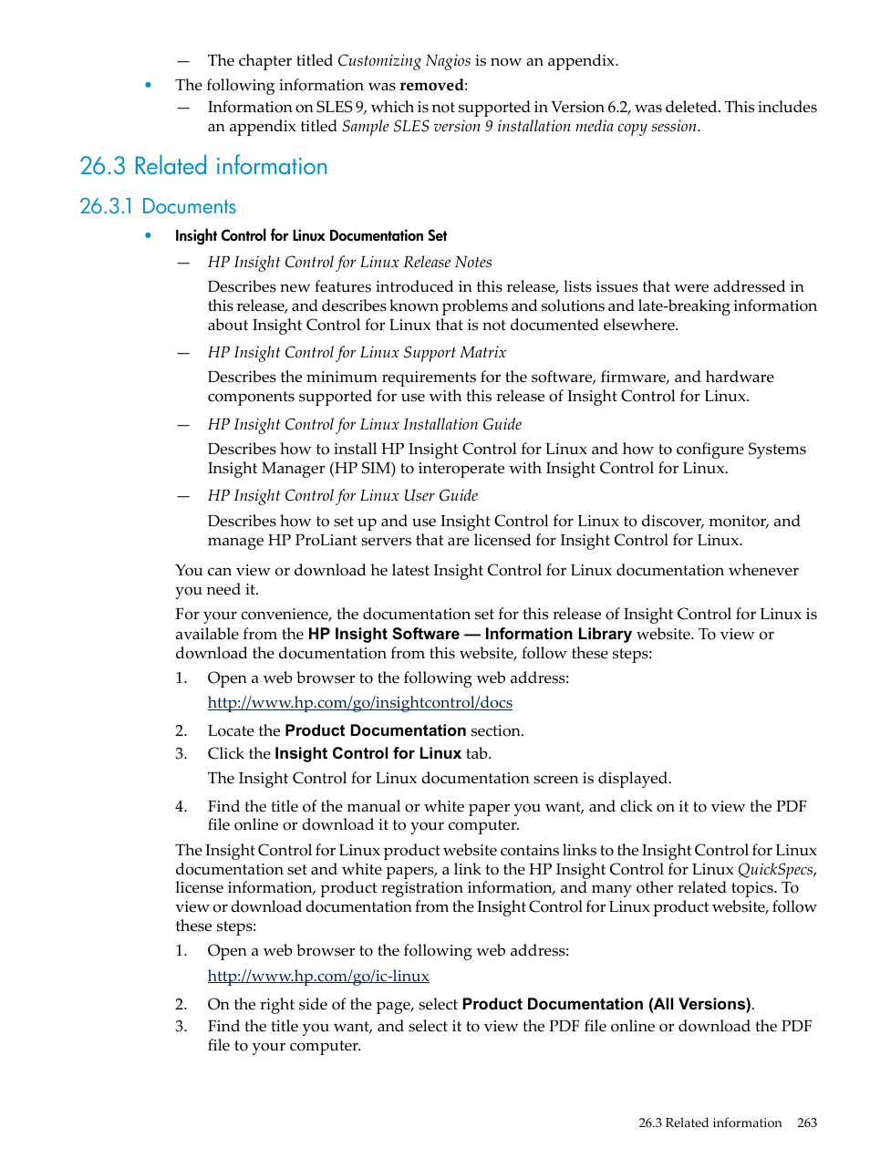 3 related information, 1 documents | HP Insight Control Software for Linux User Manual | Page 263 / 288