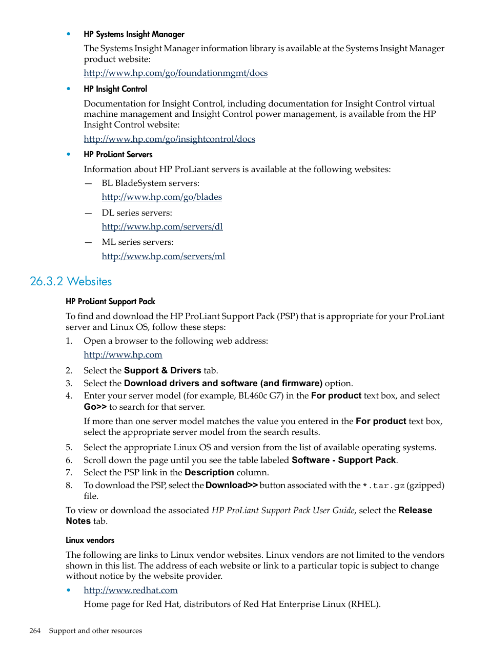 2 websites, Section 26.3.2 | HP Insight Control Software for Linux User Manual | Page 264 / 288