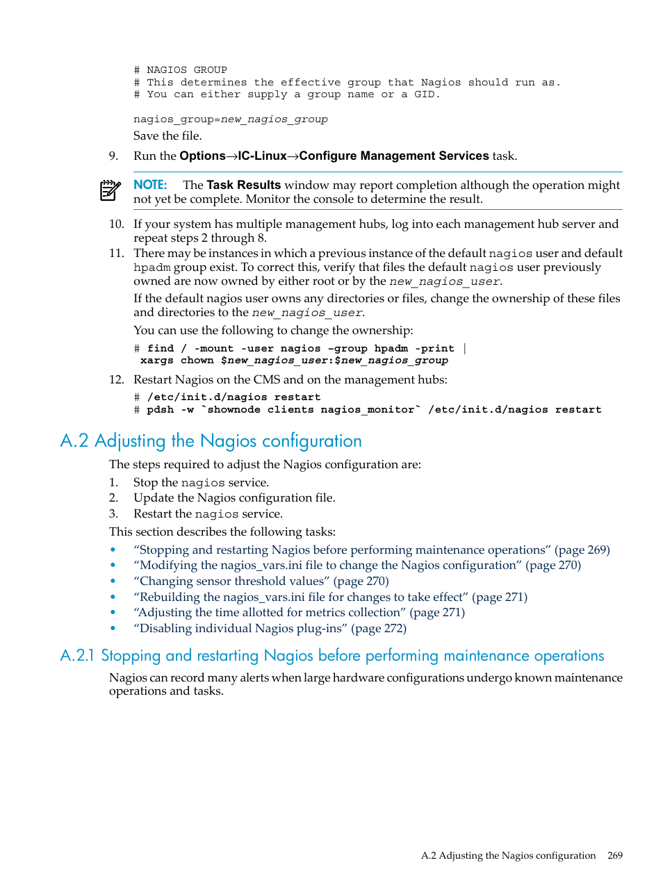 A.2 adjusting the nagios configuration | HP Insight Control Software for Linux User Manual | Page 269 / 288