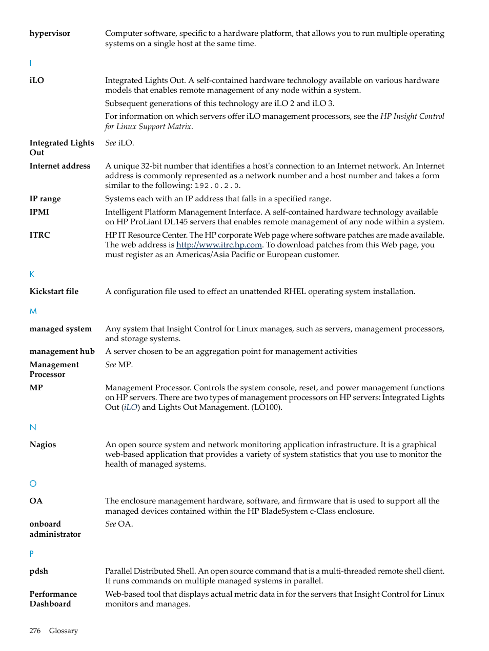 Pdsh, Nagios, Managed system | Based, Kickstart, Management hub, Managed, System, Performance dashboard, Management | HP Insight Control Software for Linux User Manual | Page 276 / 288