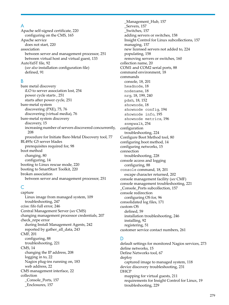 HP Insight Control Software for Linux User Manual | Page 279 / 288