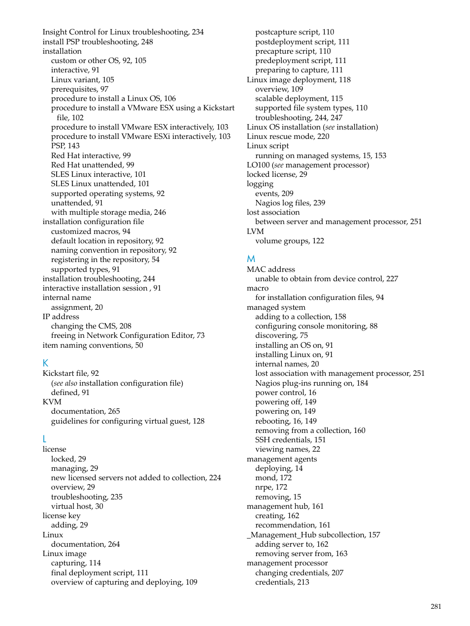 HP Insight Control Software for Linux User Manual | Page 281 / 288