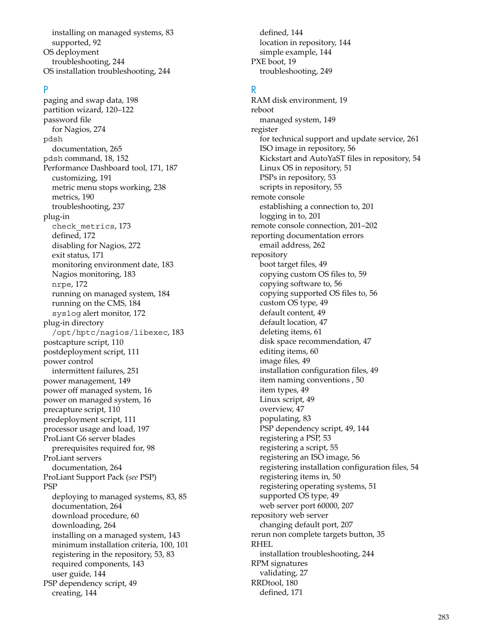 HP Insight Control Software for Linux User Manual | Page 283 / 288