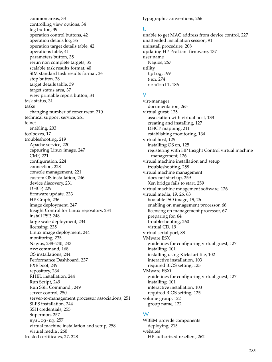 HP Insight Control Software for Linux User Manual | Page 285 / 288